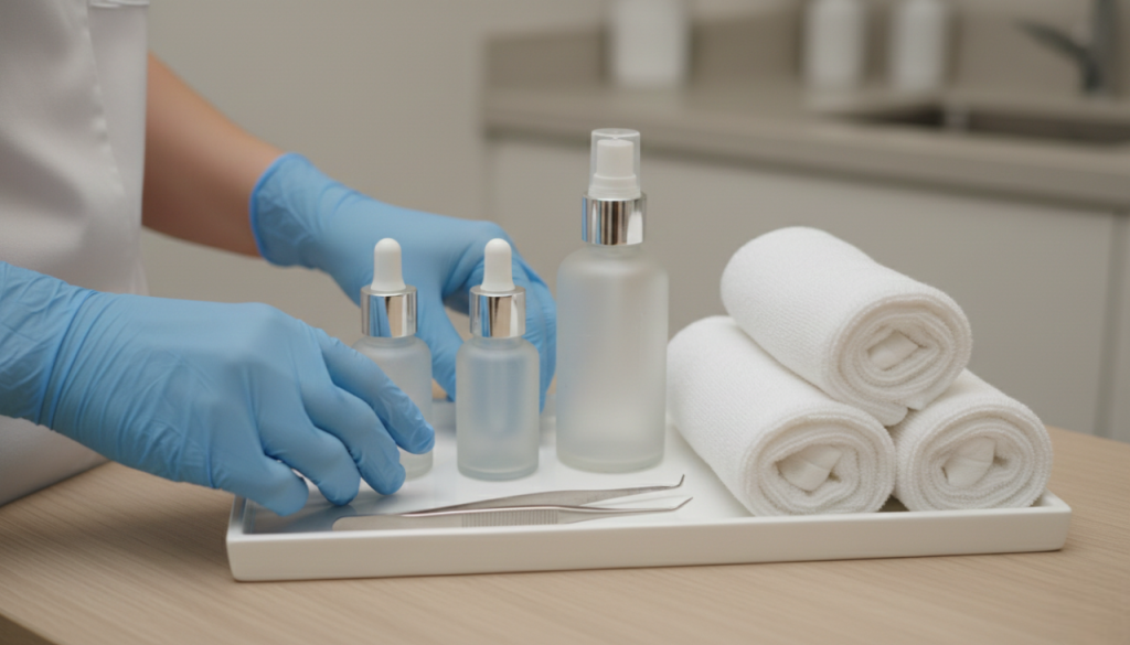 Medical-grade skincare treatment setup at a med spa for professional facial services