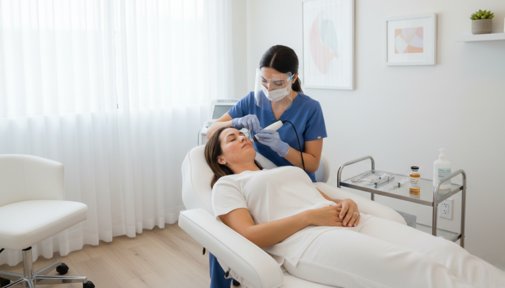 Vampire facial treatment using PRP microneedling at a Del Mar CA med spa