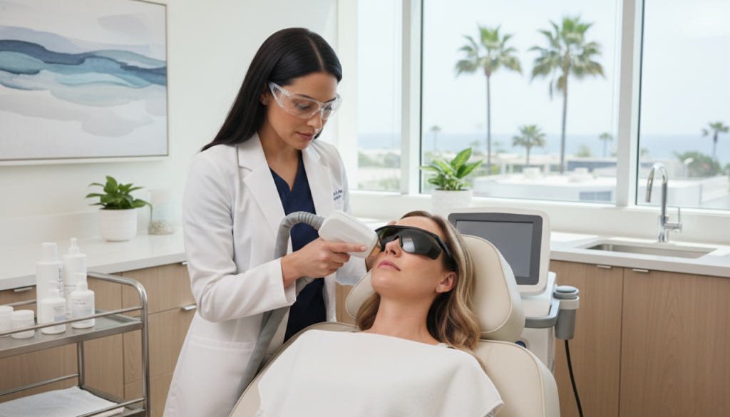Laser resurfacing session at la jolla CA popular medspa treatments center.