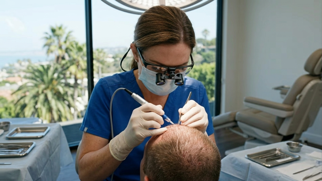 Hair transplant procedure performed by specialist in La Jolla CA clinic