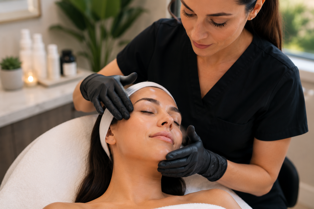 Dermaplaning facial treatment creating smoother glowing skin in La Jolla CA