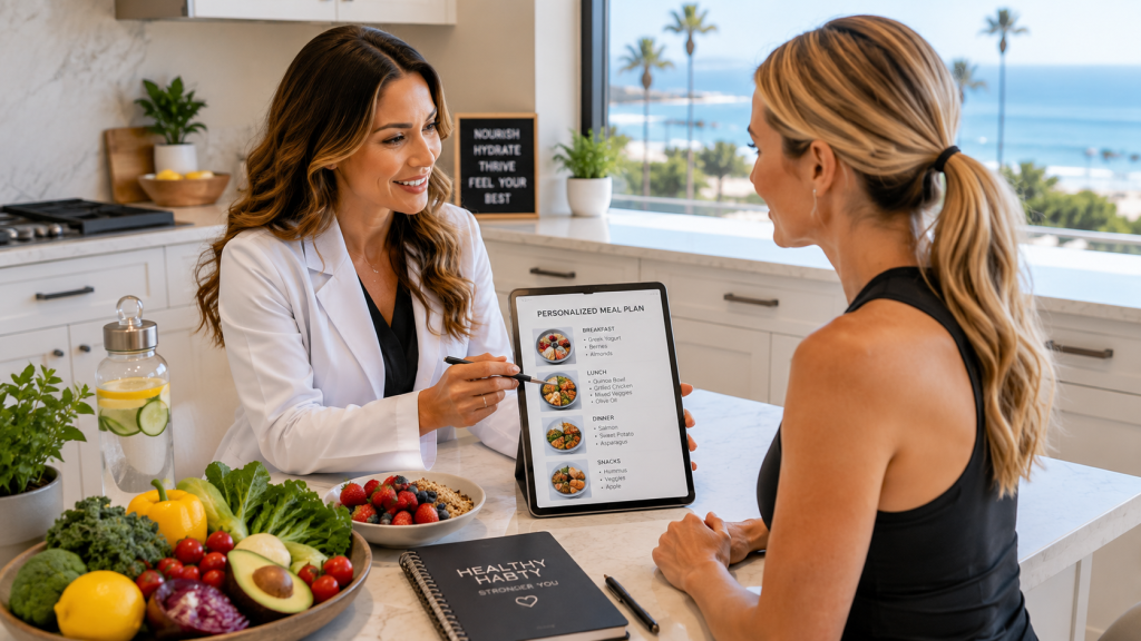 Healthy nutrition planning for a medical weight loss program in La Jolla CA with balanced meals and wellness guidance.