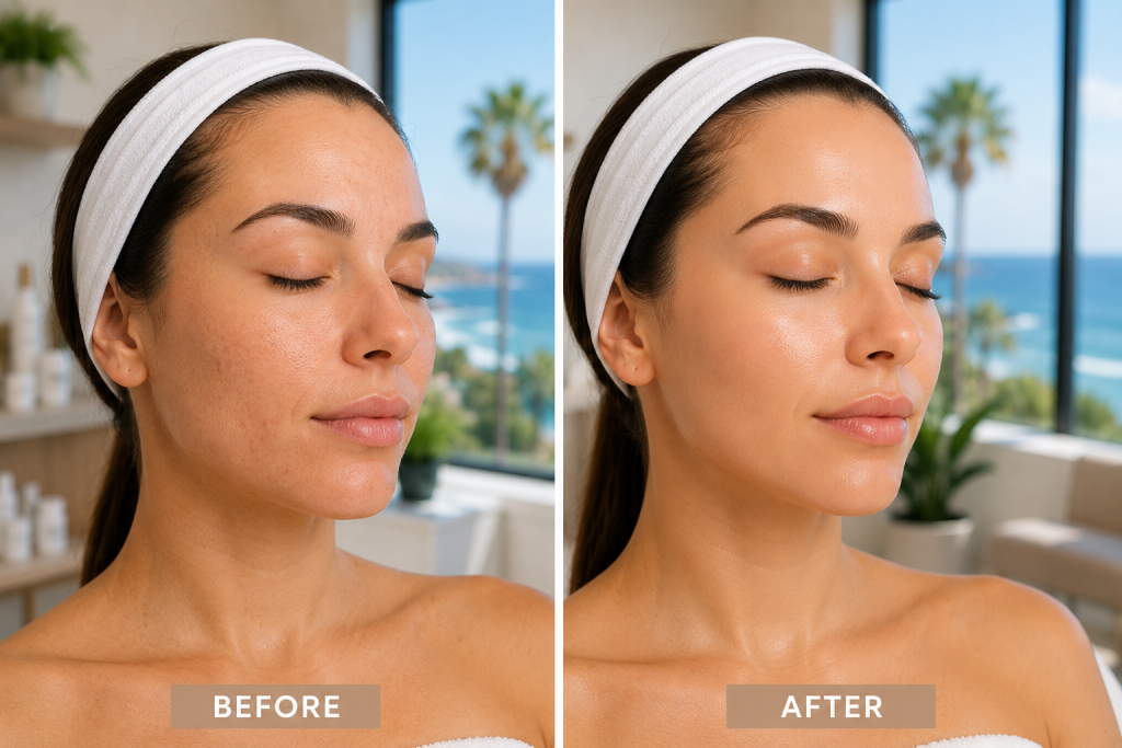 Microdermabrasion vs dermaplaning skin texture comparison results in La Jolla CA
