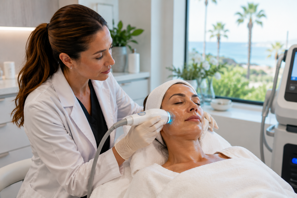 Professional facial skin treatment for texture and fine lines at a La Jolla medical spa