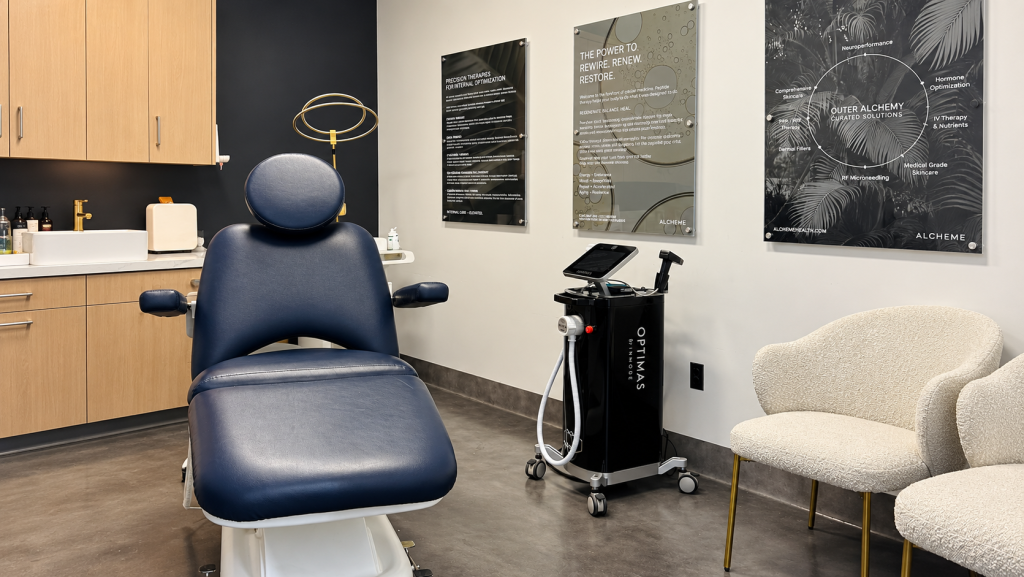 Medical spa treatment room used for skin resurfacing procedures