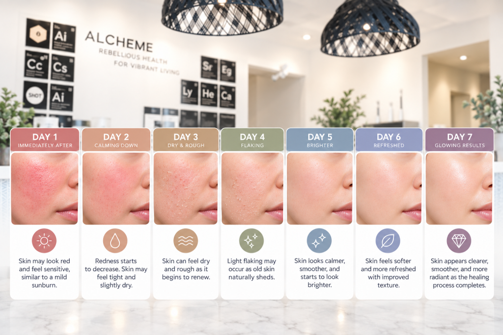 Microneedling recovery and healing timeline infographic